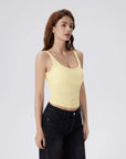Cotton Ribbed Padded V Neck Tank Top-SUUKSESS-SUUKSESS