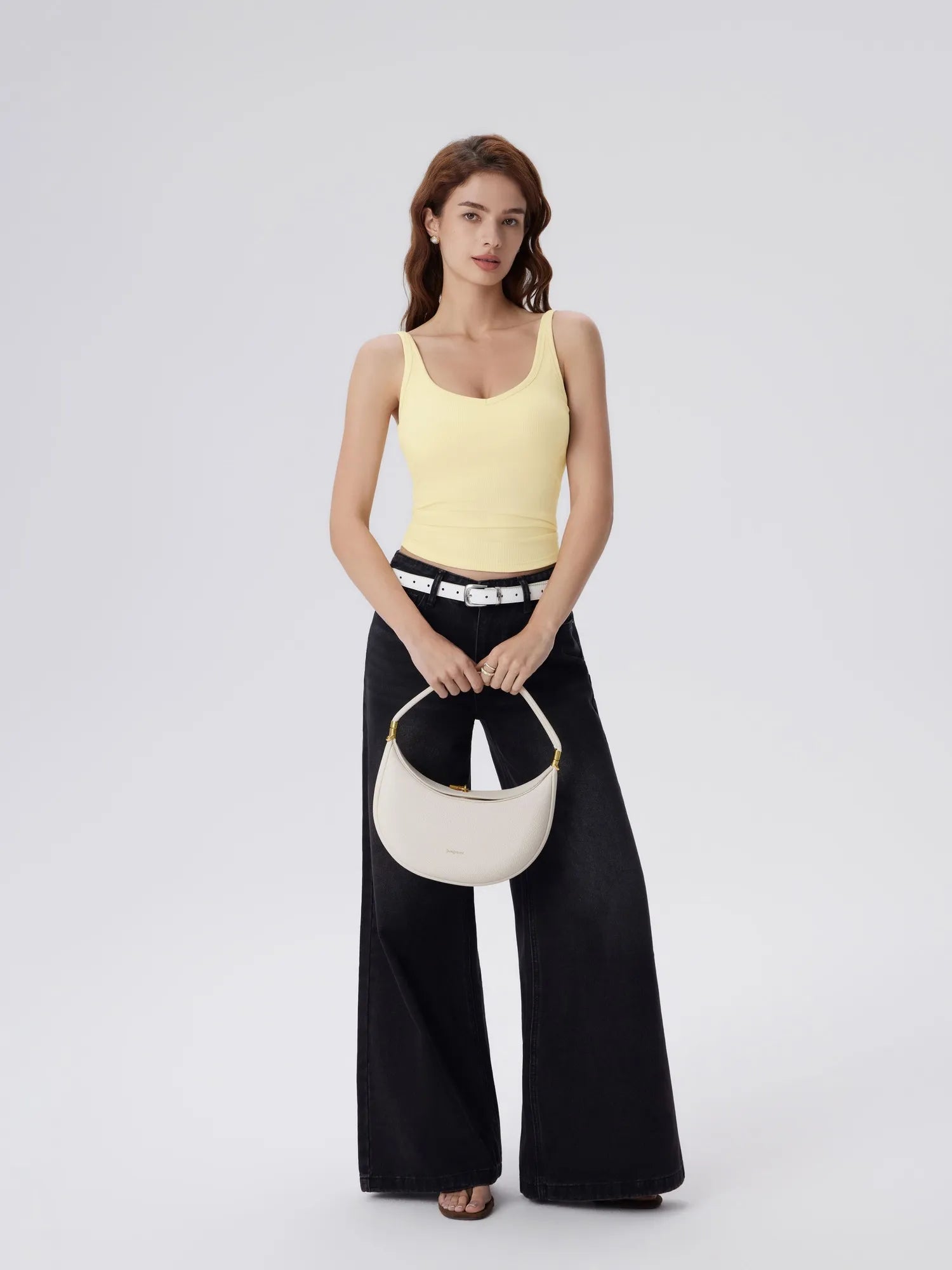 Cotton Ribbed Padded V Neck Tank Top-SUUKSESS-SUUKSESS