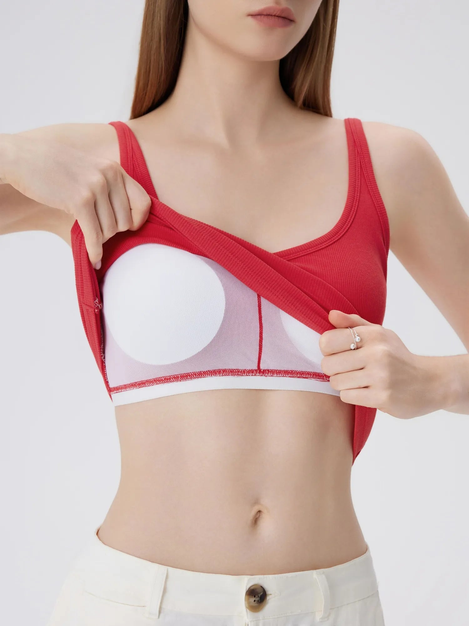 Cotton Ribbed Padded V Neck Tank Top-SUUKSESS-SUUKSESS