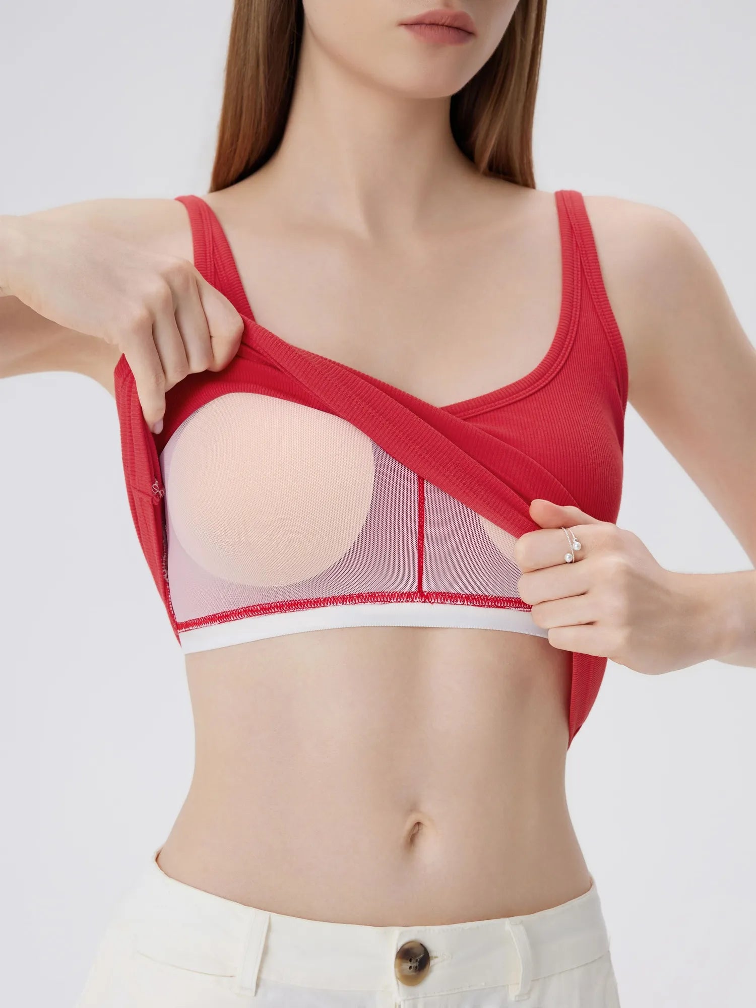 Cotton Ribbed Padded V Neck Tank Top-SUUKSESS-SUUKSESS
