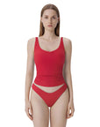Cotton Ribbed Padded V Neck Tank Top-SUUKSESS-SUUKSESS