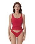Cotton Ribbed Padded V Neck Tank Top-SUUKSESS-SUUKSESS