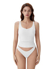 Cotton Ribbed Padded V Neck Tank Top-SUUKSESS-SUUKSESS