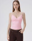 Lace Lined V Neck Y2k Tank Top-SUUKSESS-Pink-XS-SUUKSESS