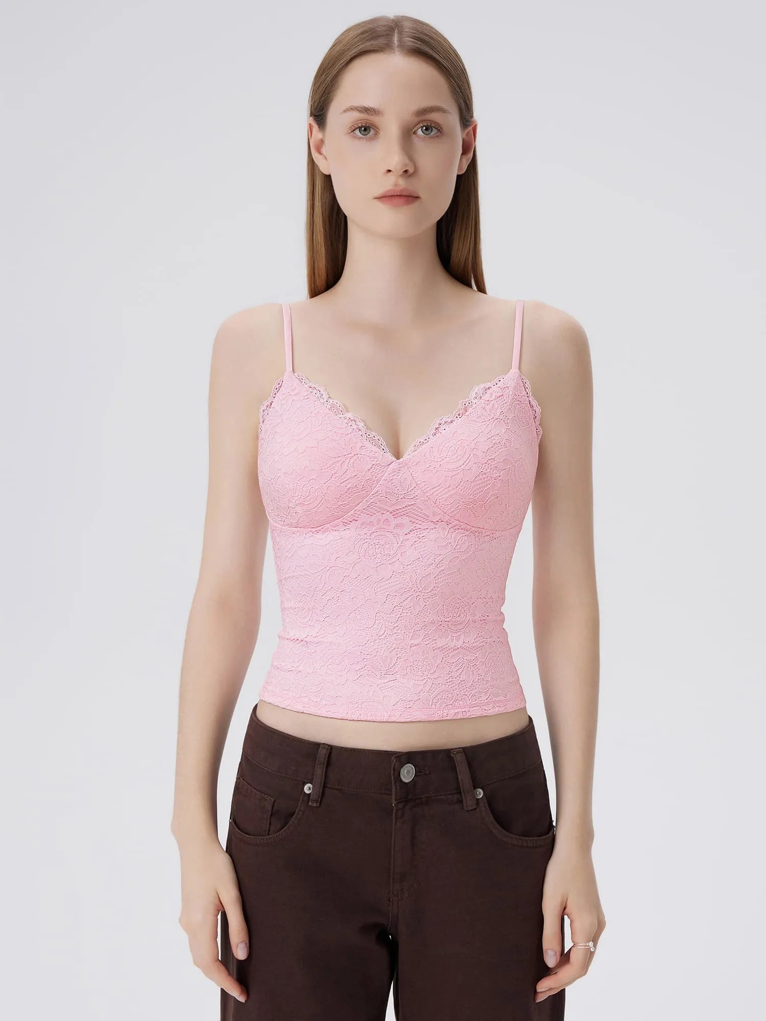 Lace Lined V Neck Y2k Tank Top-SUUKSESS-SUUKSESS
