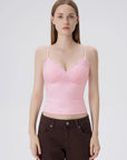 Lace Lined V Neck Y2k Tank Top-SUUKSESS-SUUKSESS