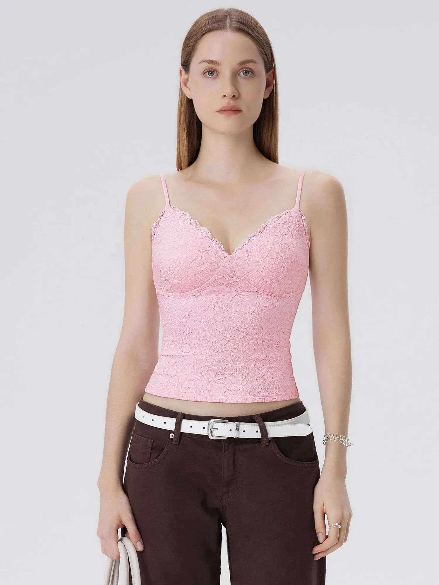 Lace Lined V Neck Y2k Tank Top-SUUKSESS-SUUKSESS