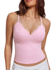 Lace Lined V Neck Y2k Tank Top-SUUKSESS-SUUKSESS