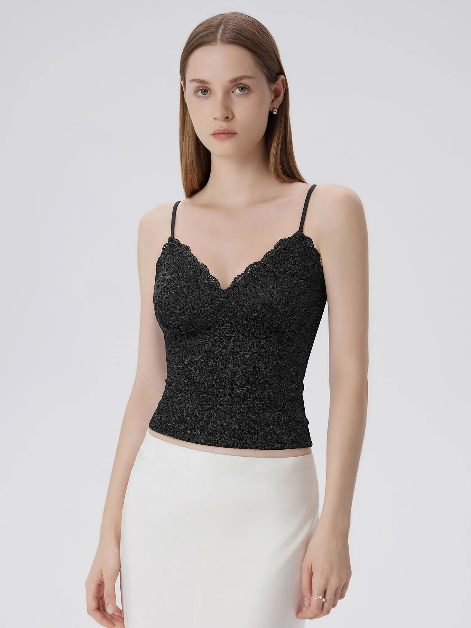 Lace Lined V Neck Y2k Tank Top-SUUKSESS-SUUKSESS