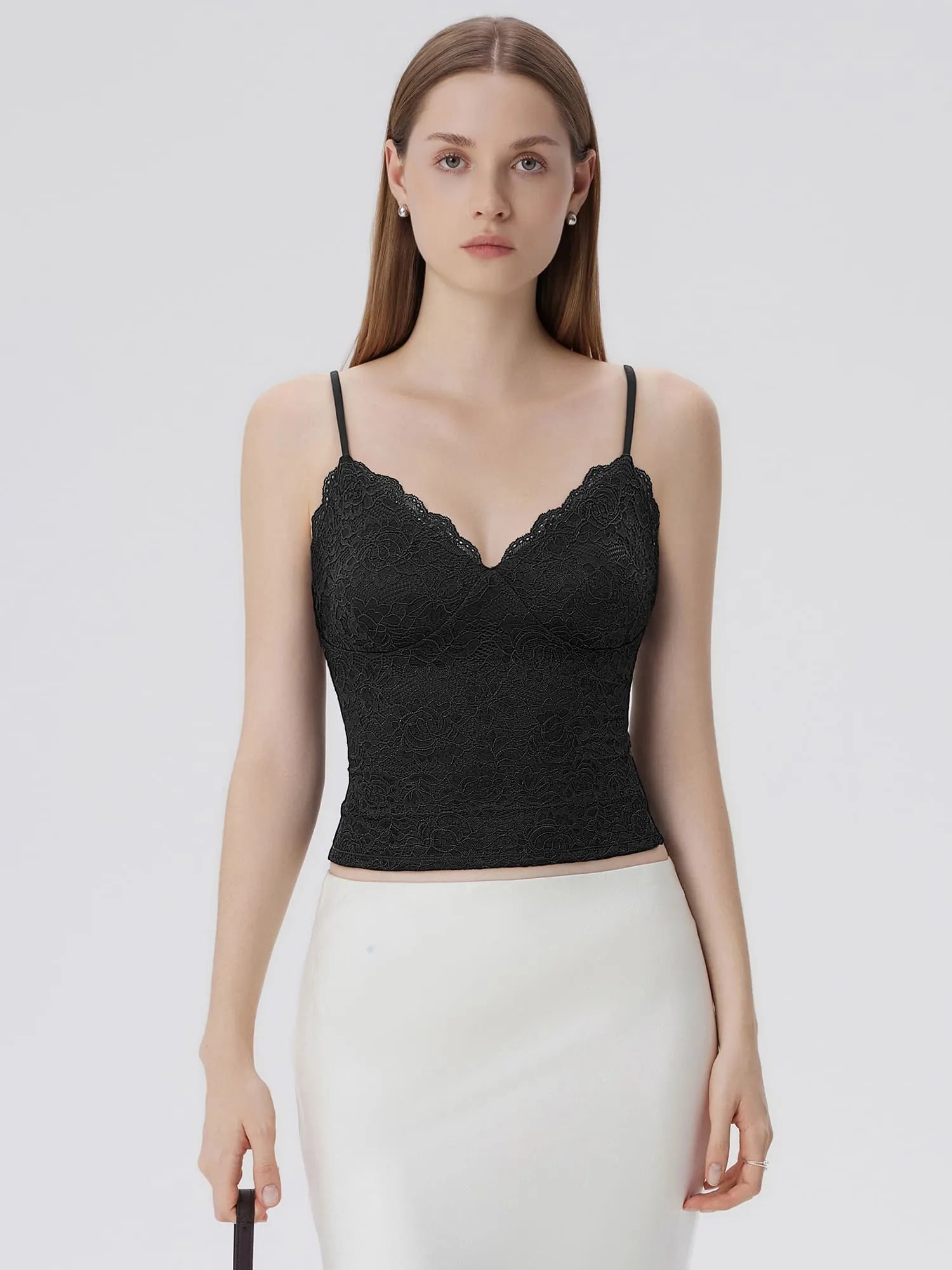 Lace Lined V Neck Y2k Tank Top-SUUKSESS-SUUKSESS