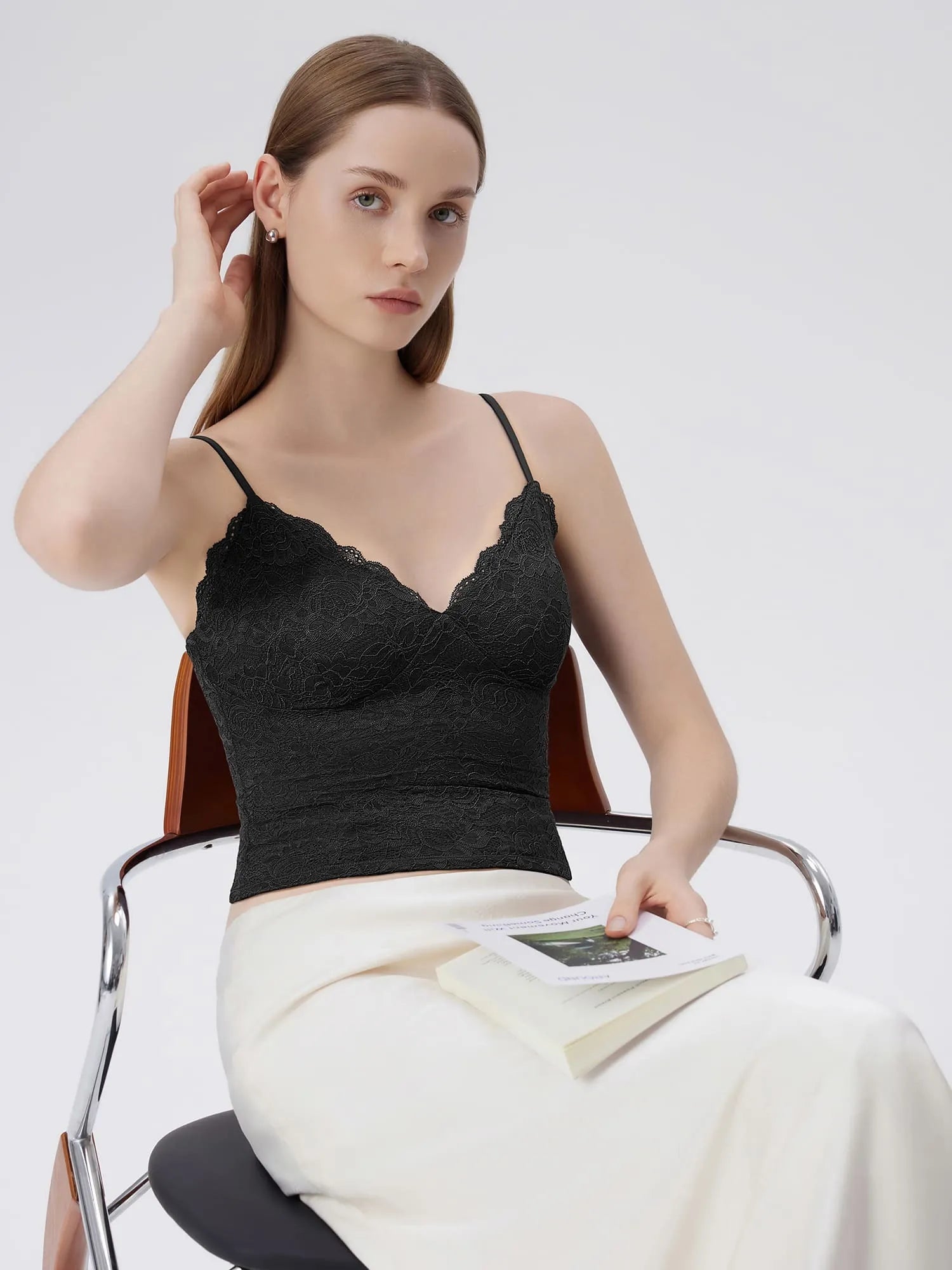 Lace Lined V Neck Y2k Tank Top-SUUKSESS-SUUKSESS