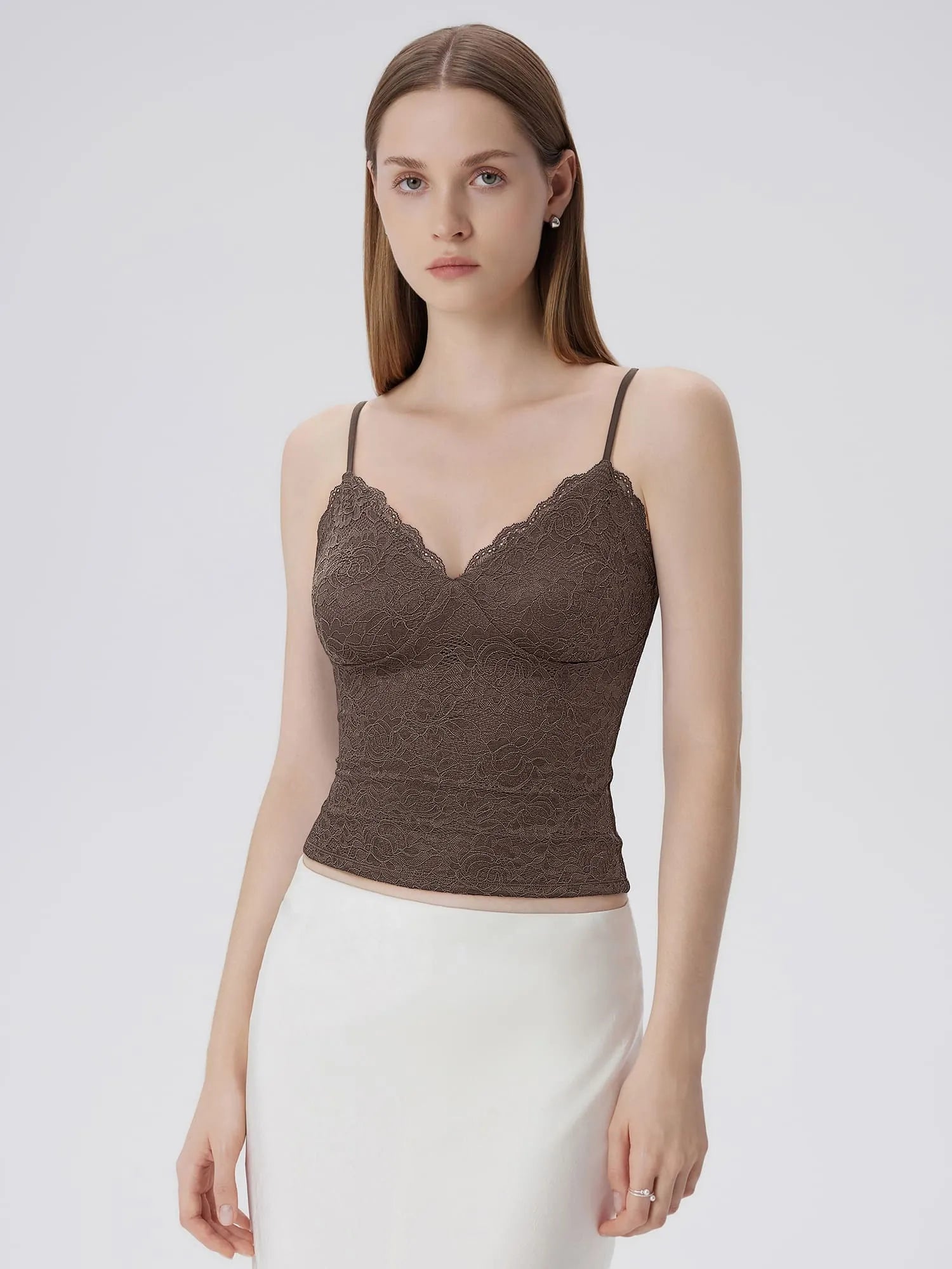 Lace Lined V Neck Y2k Tank Top-SUUKSESS-SUUKSESS