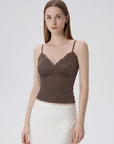 Lace Lined V Neck Y2k Tank Top-SUUKSESS-SUUKSESS