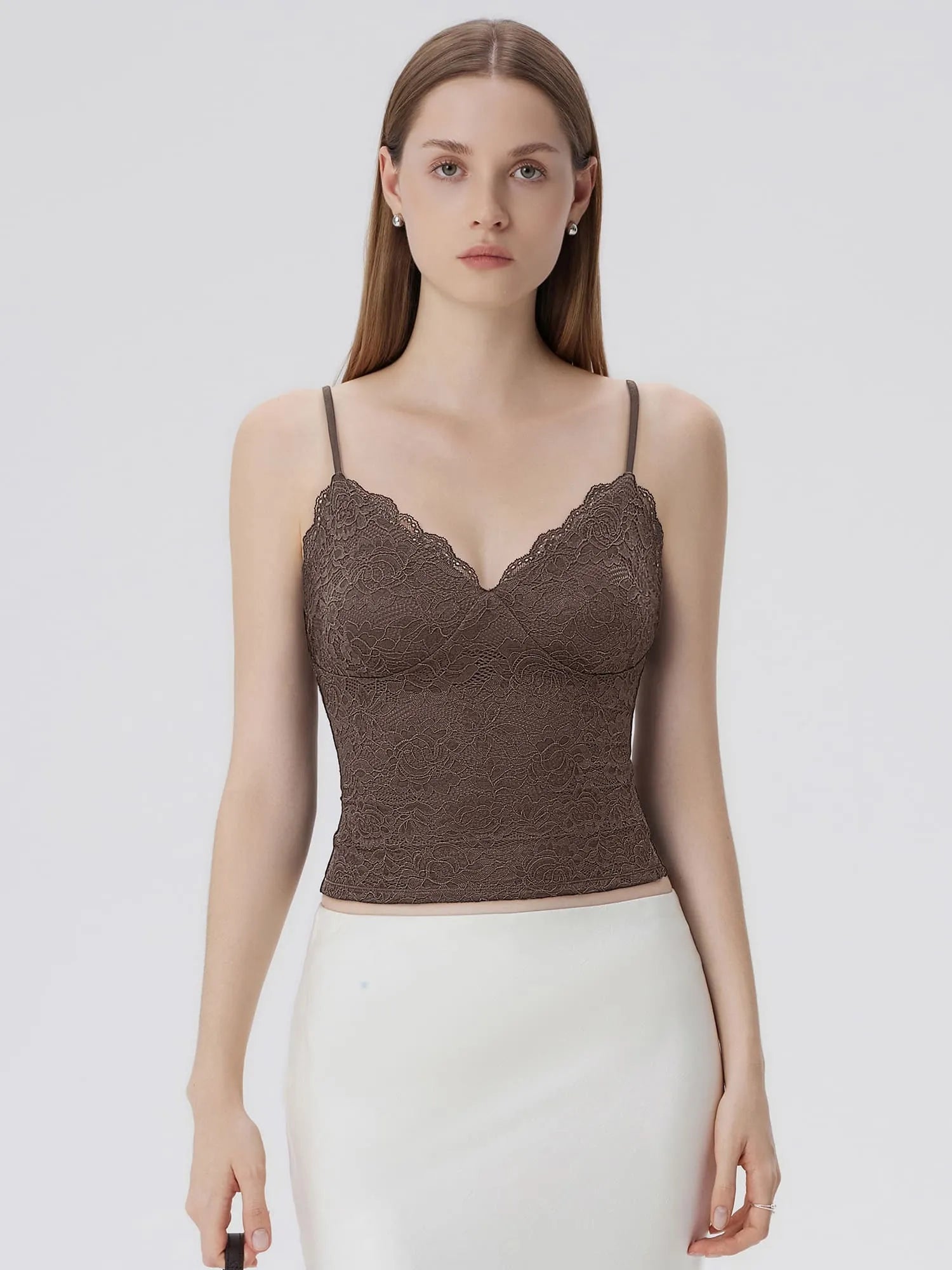 Lace Lined V Neck Y2k Tank Top-SUUKSESS-SUUKSESS