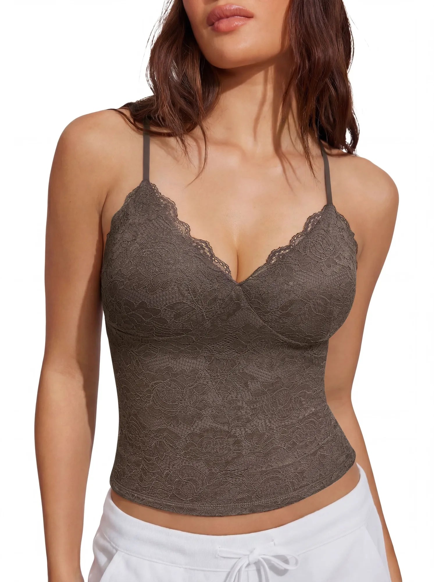 Lace Lined V Neck Y2k Tank Top-SUUKSESS-SUUKSESS