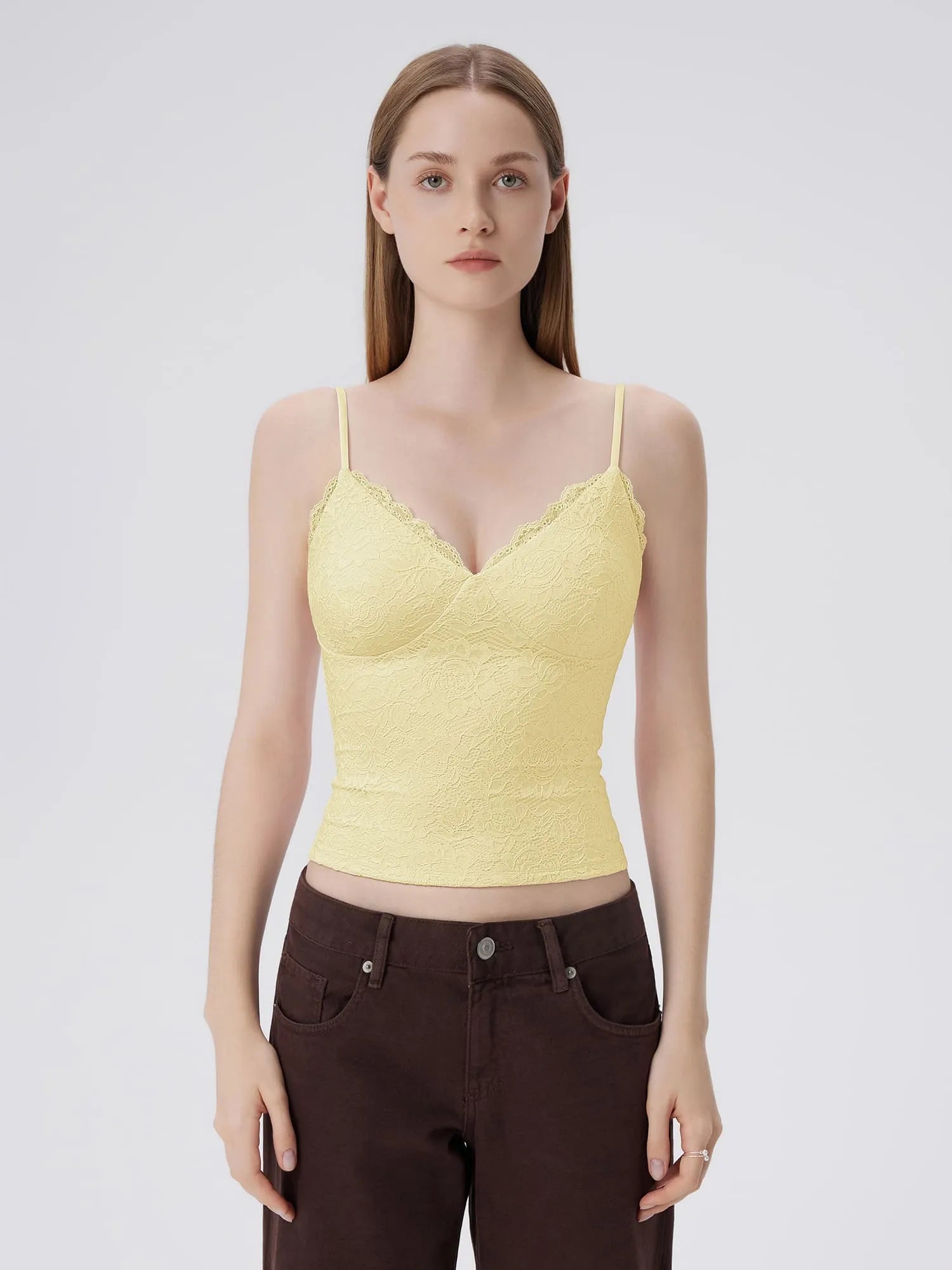 Lace Lined V Neck Y2k Tank Top-SUUKSESS-SUUKSESS
