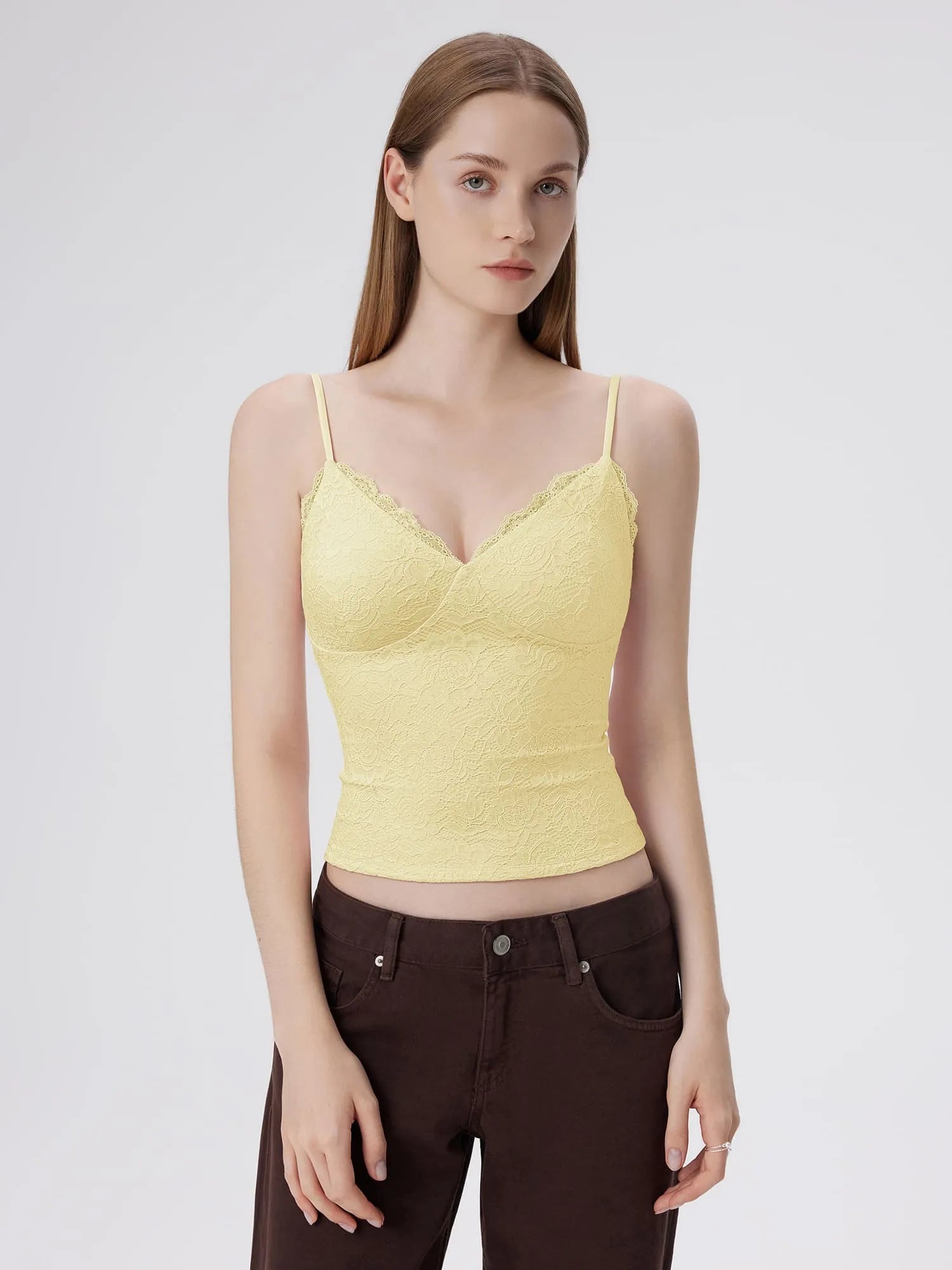 Lace Lined V Neck Y2k Tank Top-SUUKSESS-SUUKSESS