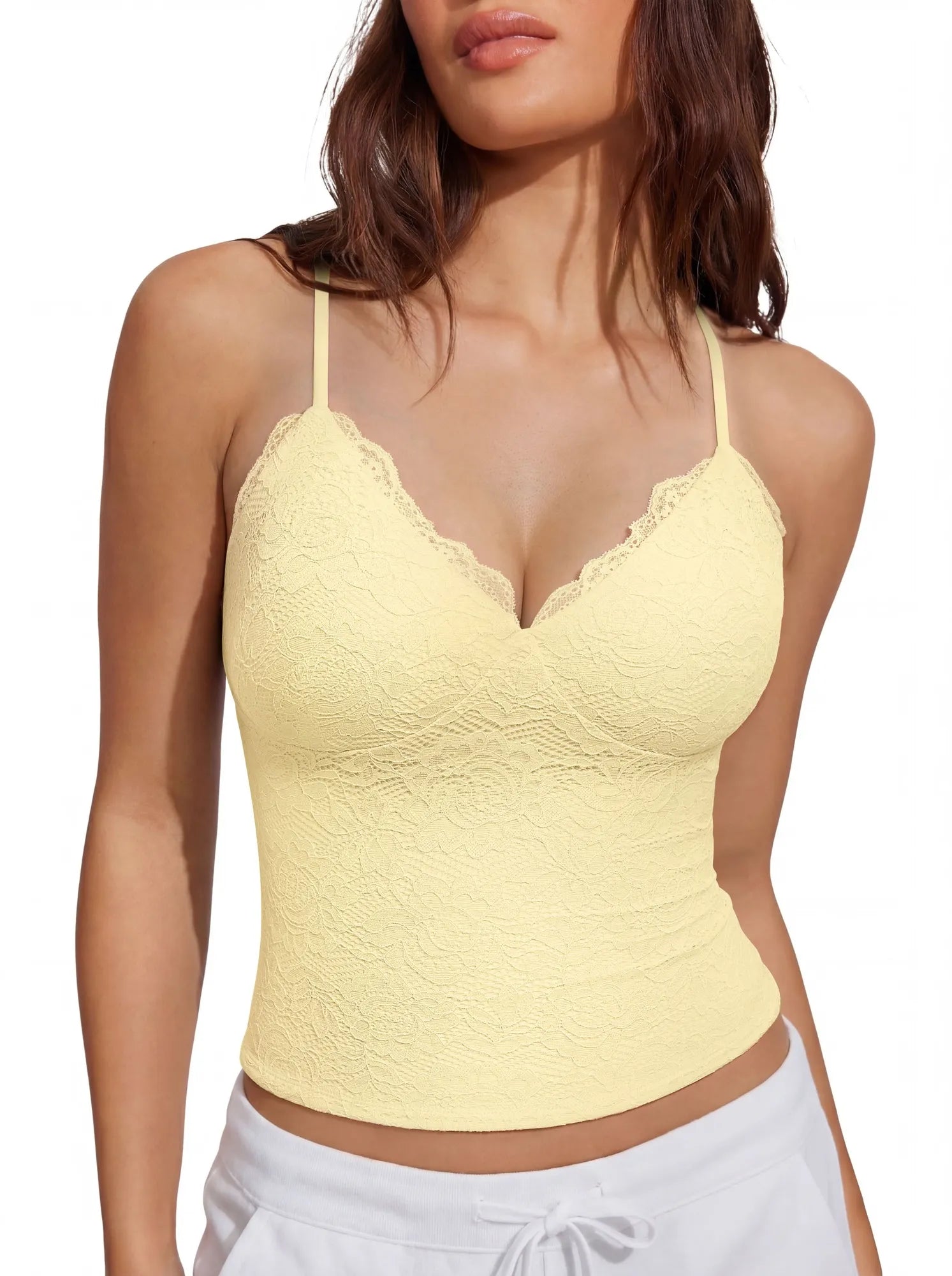 Lace Lined V Neck Y2k Tank Top-SUUKSESS-SUUKSESS
