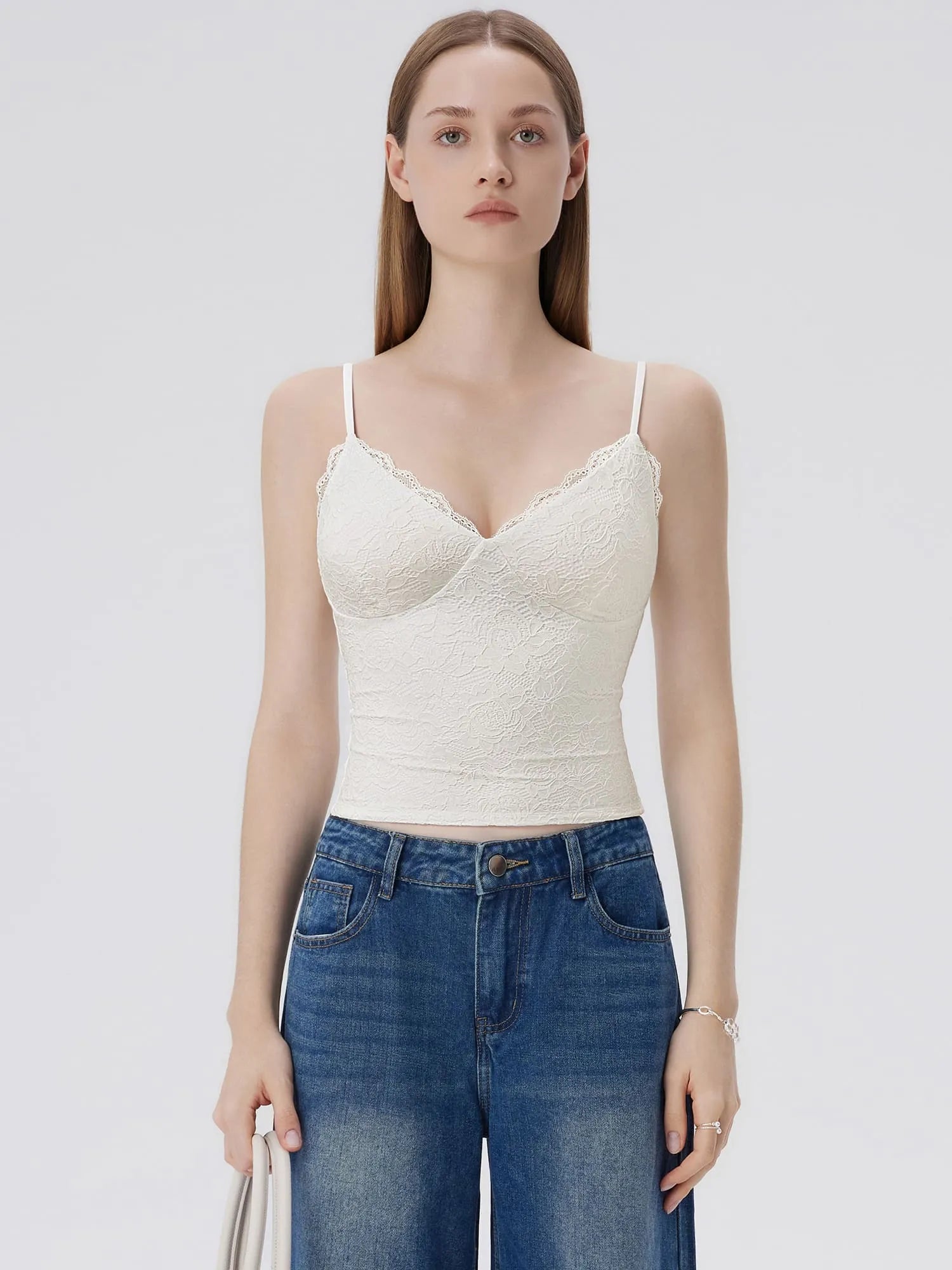 Lace Lined V Neck Y2k Tank Top-SUUKSESS-SUUKSESS