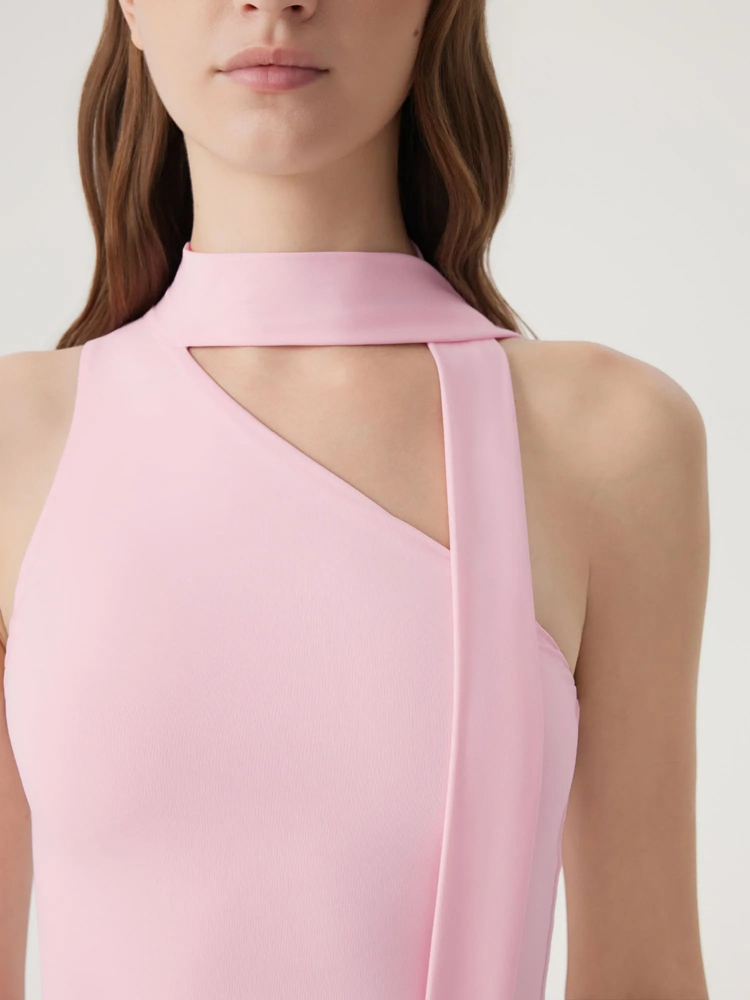 Off Shoulder Halter High Neck Tank Tops with Scarf-SUUKSESS-SUUKSESS