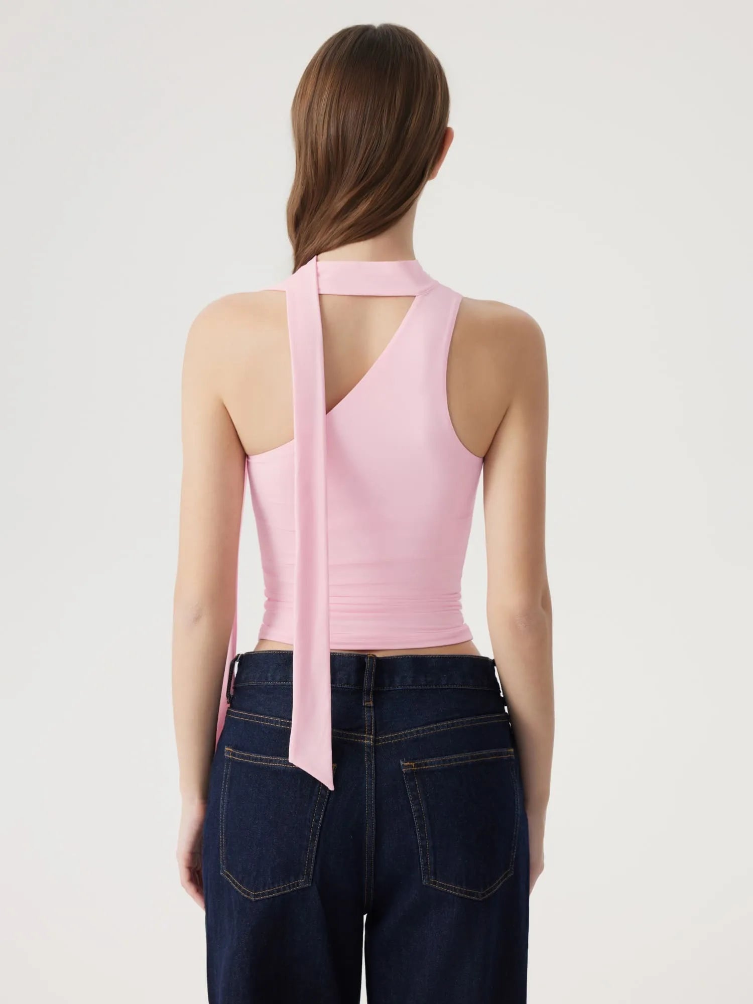 Off Shoulder Halter High Neck Tank Tops with Scarf-SUUKSESS-SUUKSESS