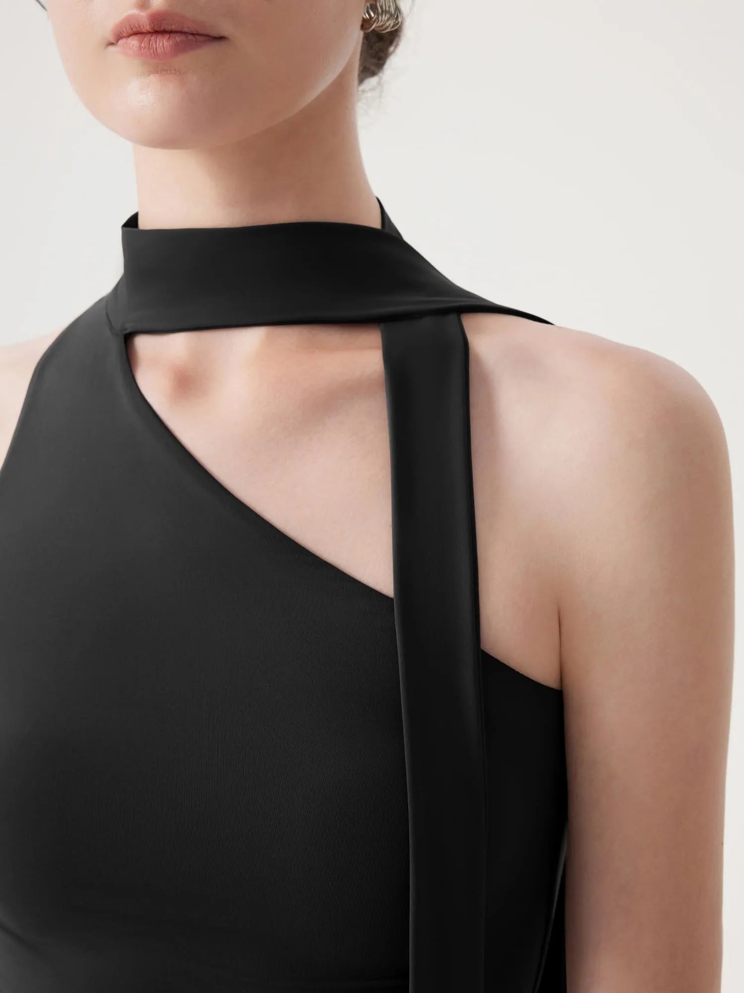 Off Shoulder Halter High Neck Tank Tops with Scarf-SUUKSESS-SUUKSESS