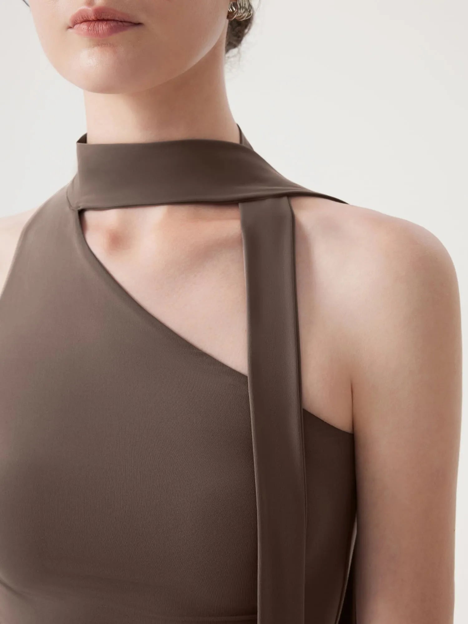 Off Shoulder Halter High Neck Tank Tops with Scarf-SUUKSESS-SUUKSESS