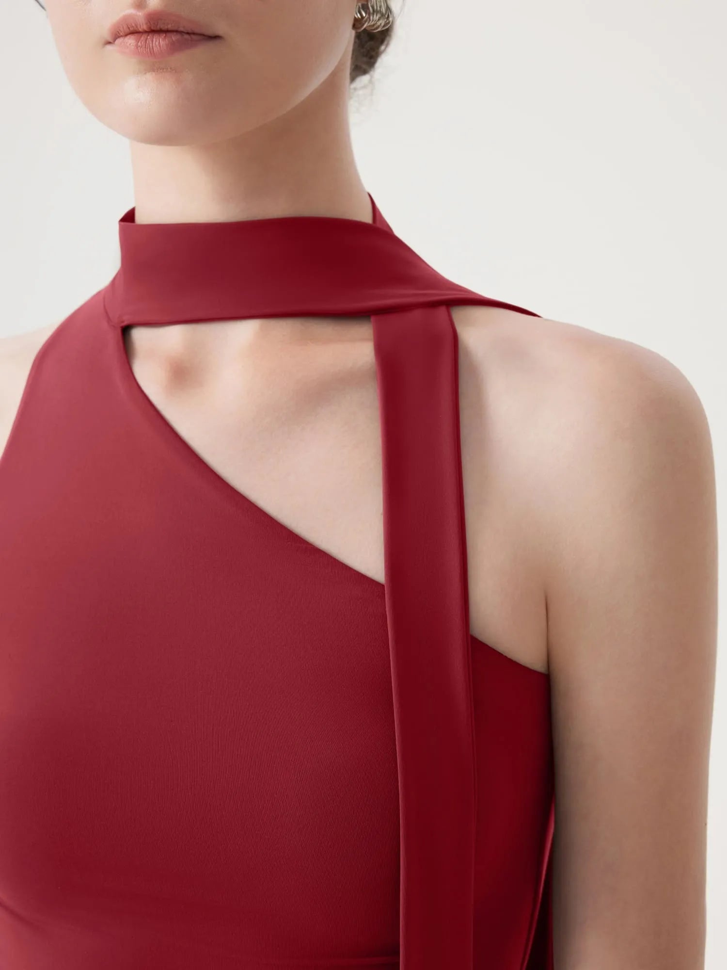 Off Shoulder Halter High Neck Tank Tops with Scarf-SUUKSESS-SUUKSESS