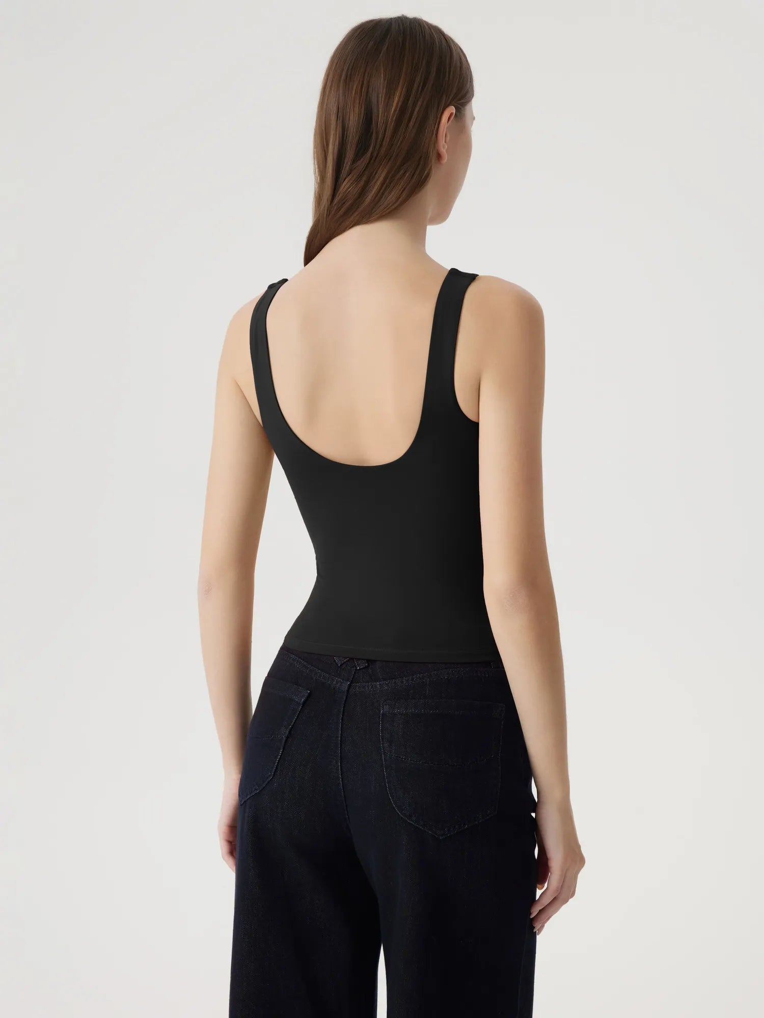 Square Neck Double Lined Backless Tank Top-SUUKSESS-SUUKSESS