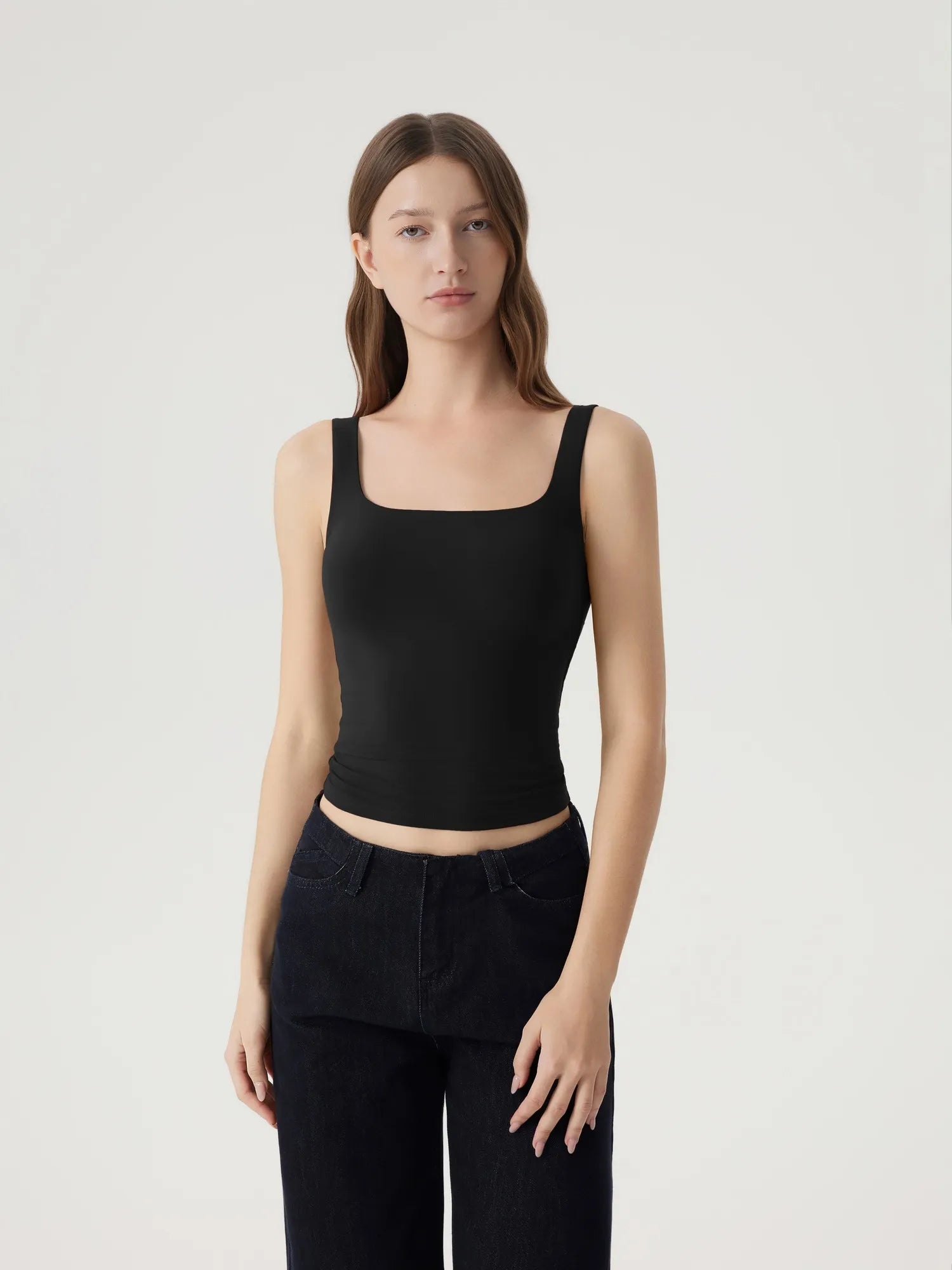 Square Neck Double Lined Backless Tank Top-SUUKSESS-SUUKSESS