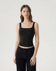 Square Neck Double Lined Backless Tank Top-SUUKSESS-SUUKSESS