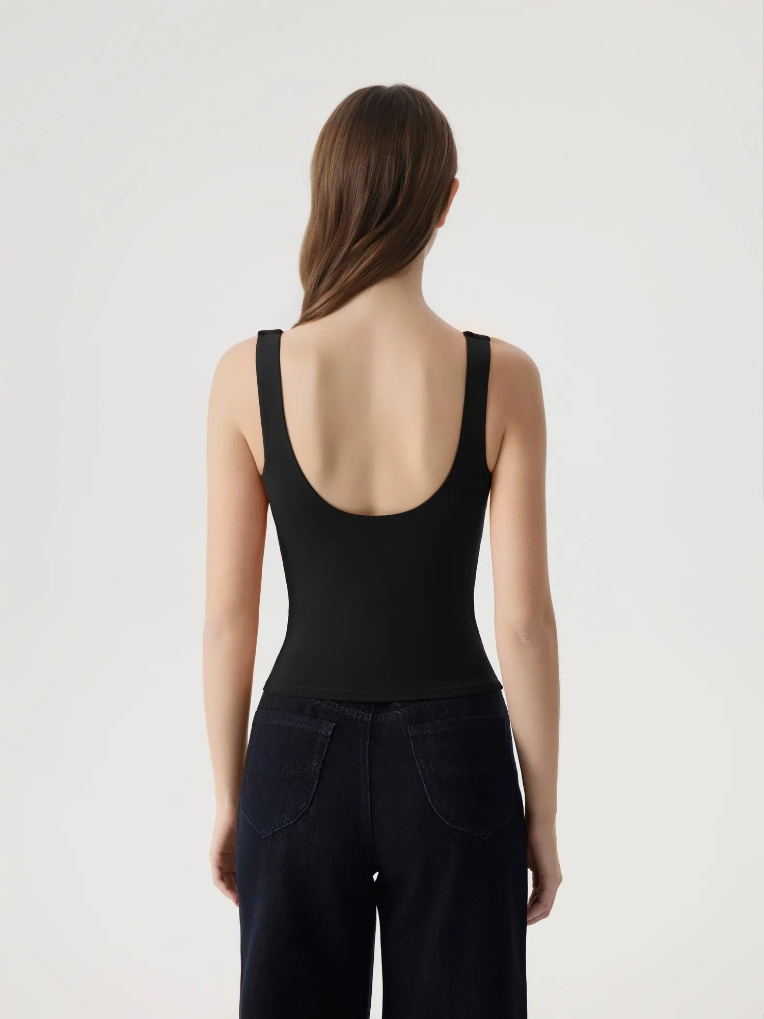 Square Neck Double Lined Backless Tank Top-SUUKSESS-SUUKSESS
