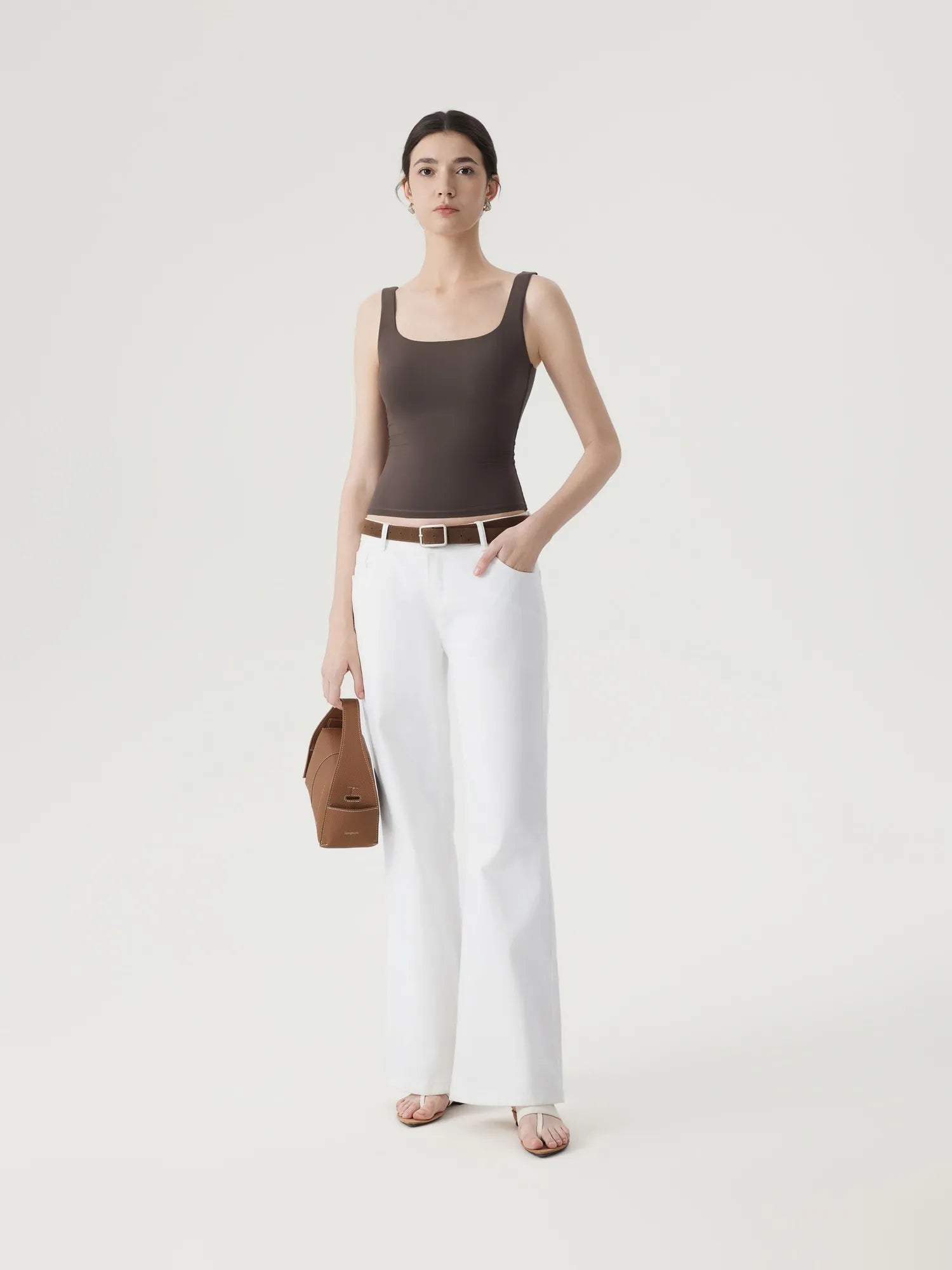 Square Neck Double Lined Backless Tank Top-SUUKSESS-SUUKSESS