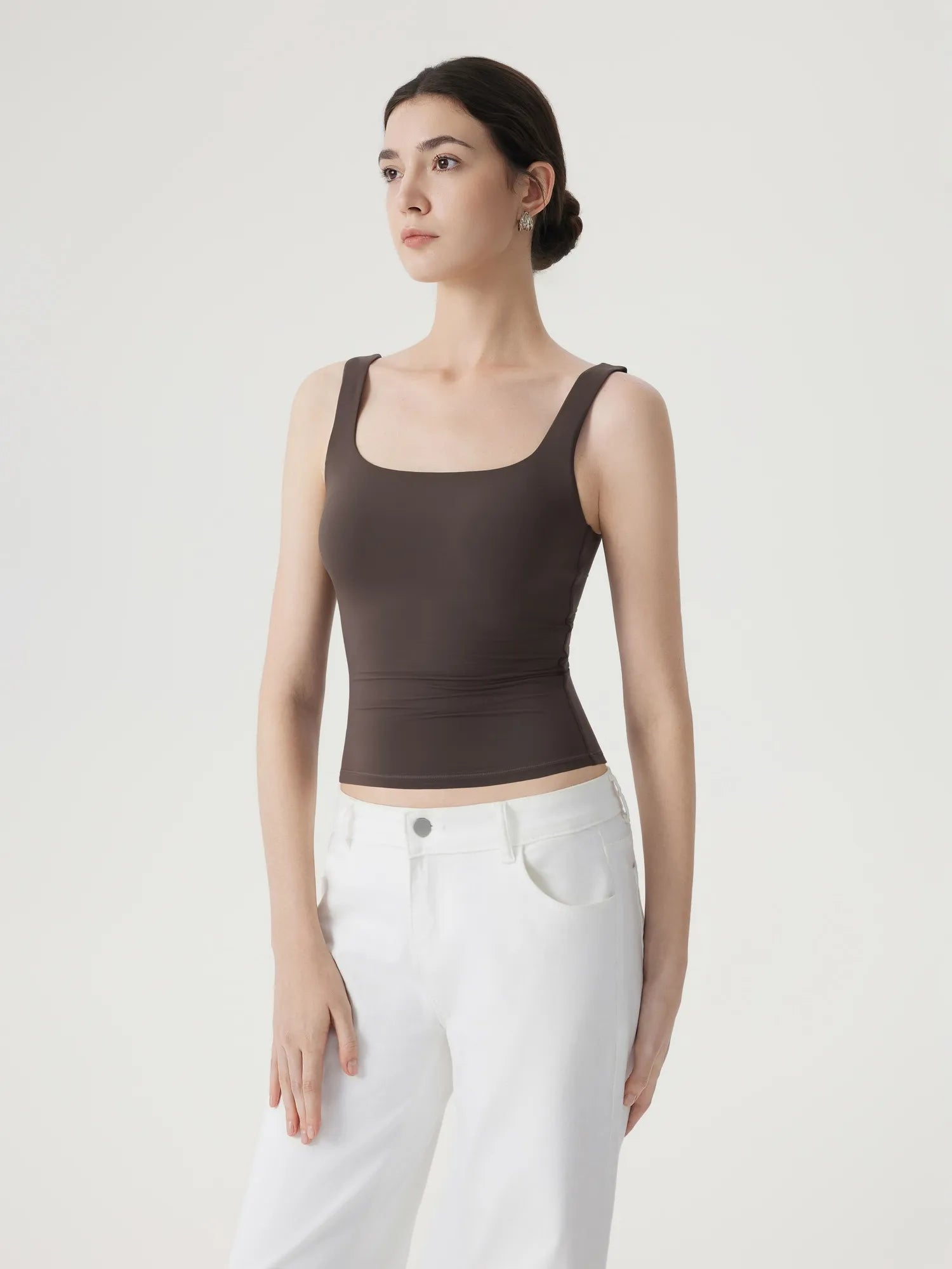 Square Neck Double Lined Backless Tank Top-SUUKSESS-SUUKSESS