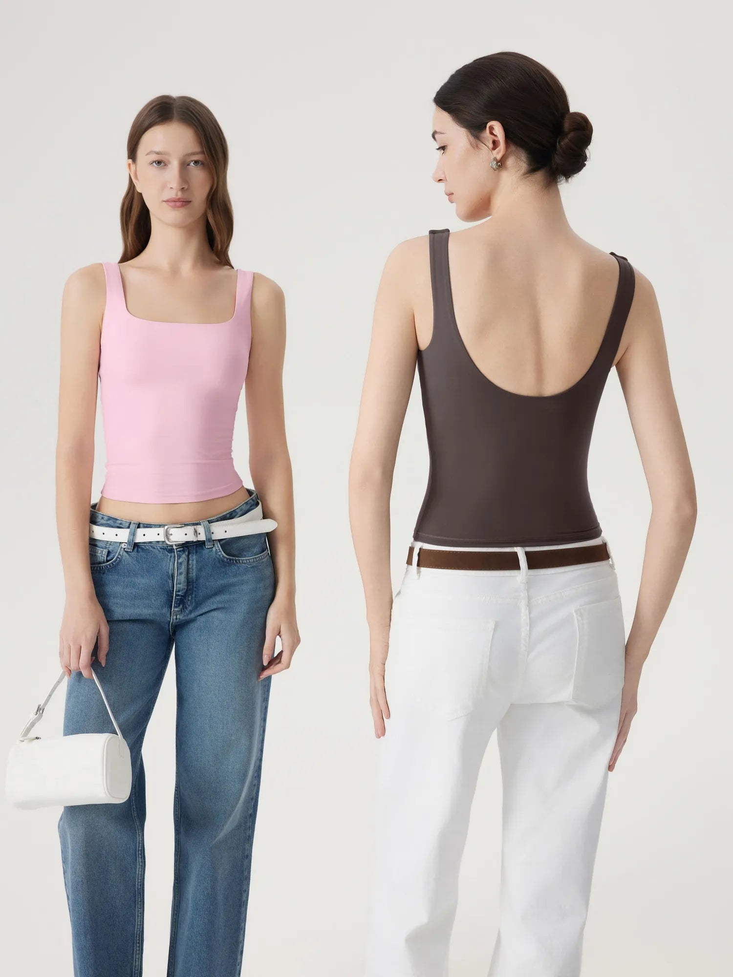 Square Neck Double Lined Backless Tank Top-SUUKSESS-SUUKSESS