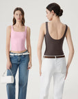 Square Neck Double Lined Backless Tank Top-SUUKSESS-SUUKSESS