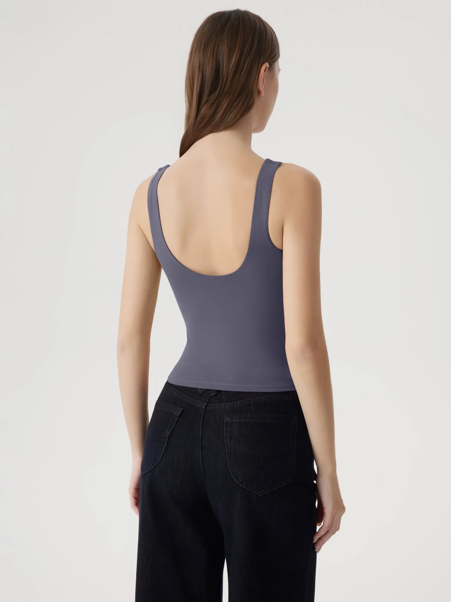 Square Neck Double Lined Backless Tank Top-SUUKSESS-SUUKSESS
