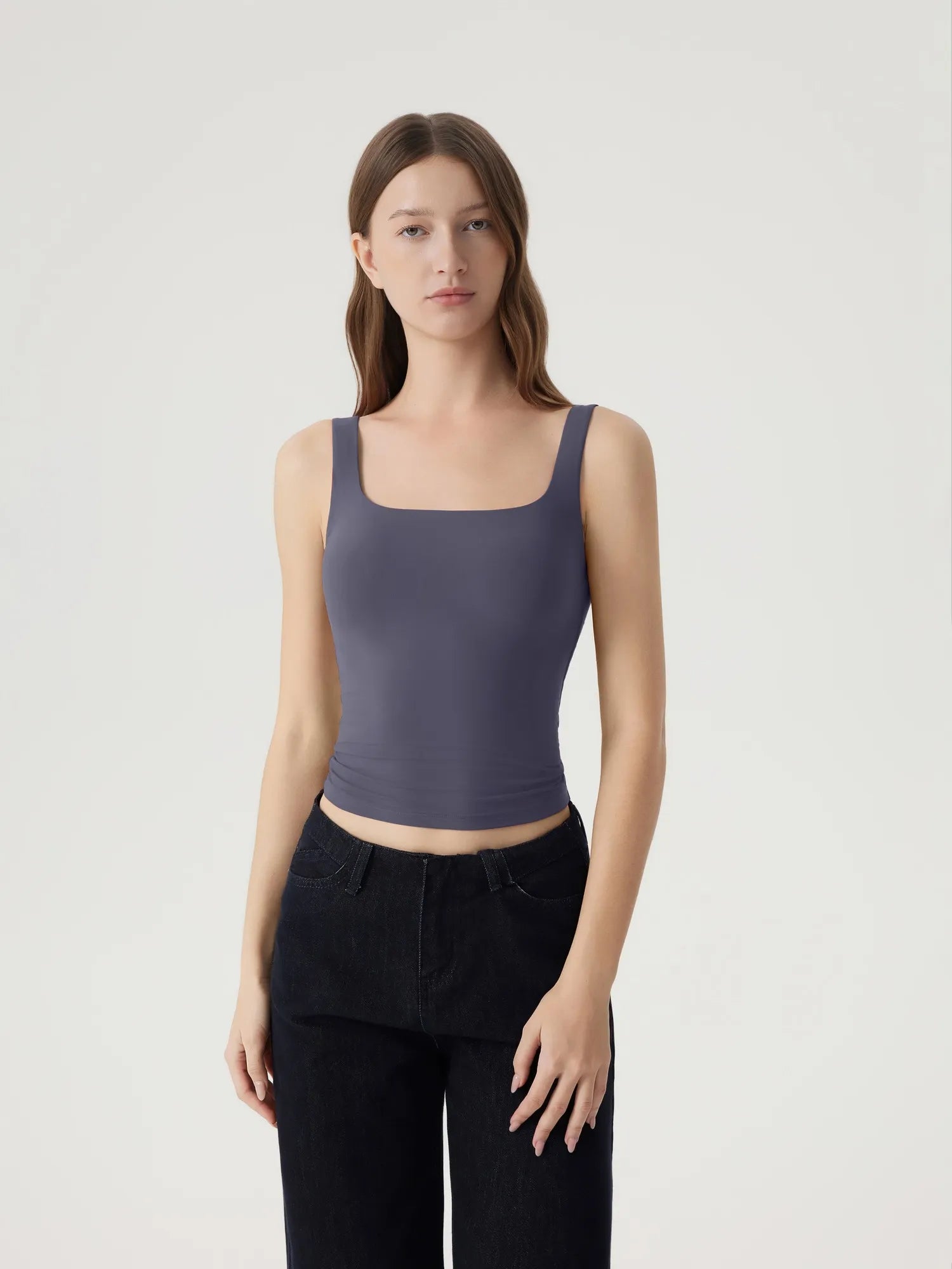 Square Neck Double Lined Backless Tank Top-SUUKSESS-SUUKSESS