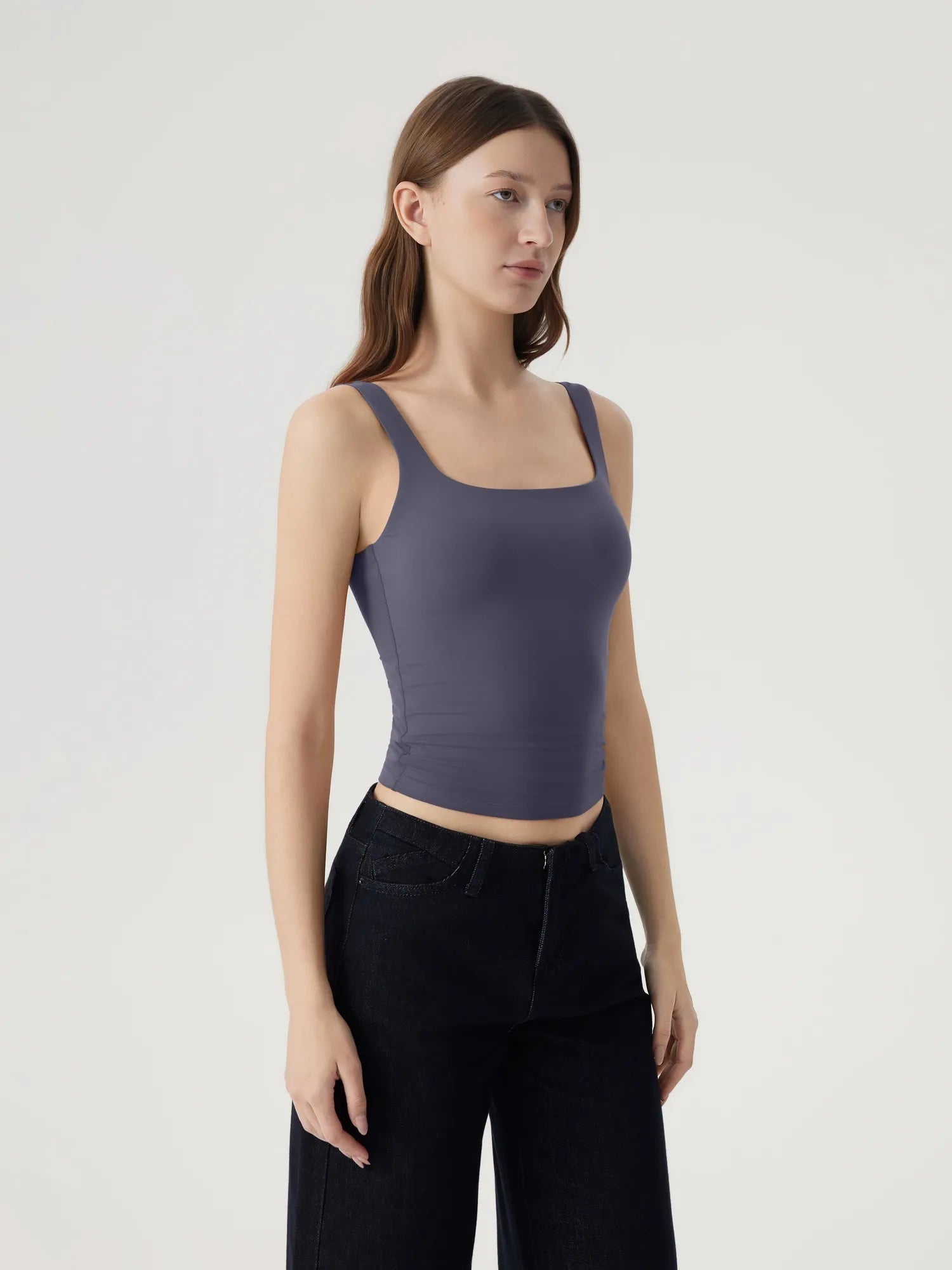 Square Neck Double Lined Backless Tank Top-SUUKSESS-SUUKSESS