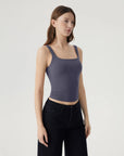 Square Neck Double Lined Backless Tank Top-SUUKSESS-SUUKSESS