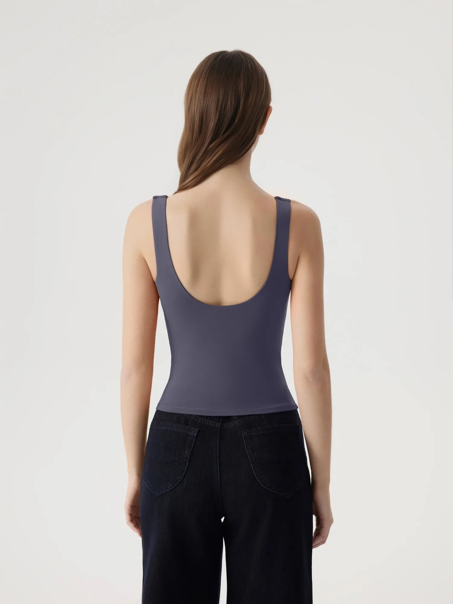 Square Neck Double Lined Backless Tank Top-SUUKSESS-SUUKSESS