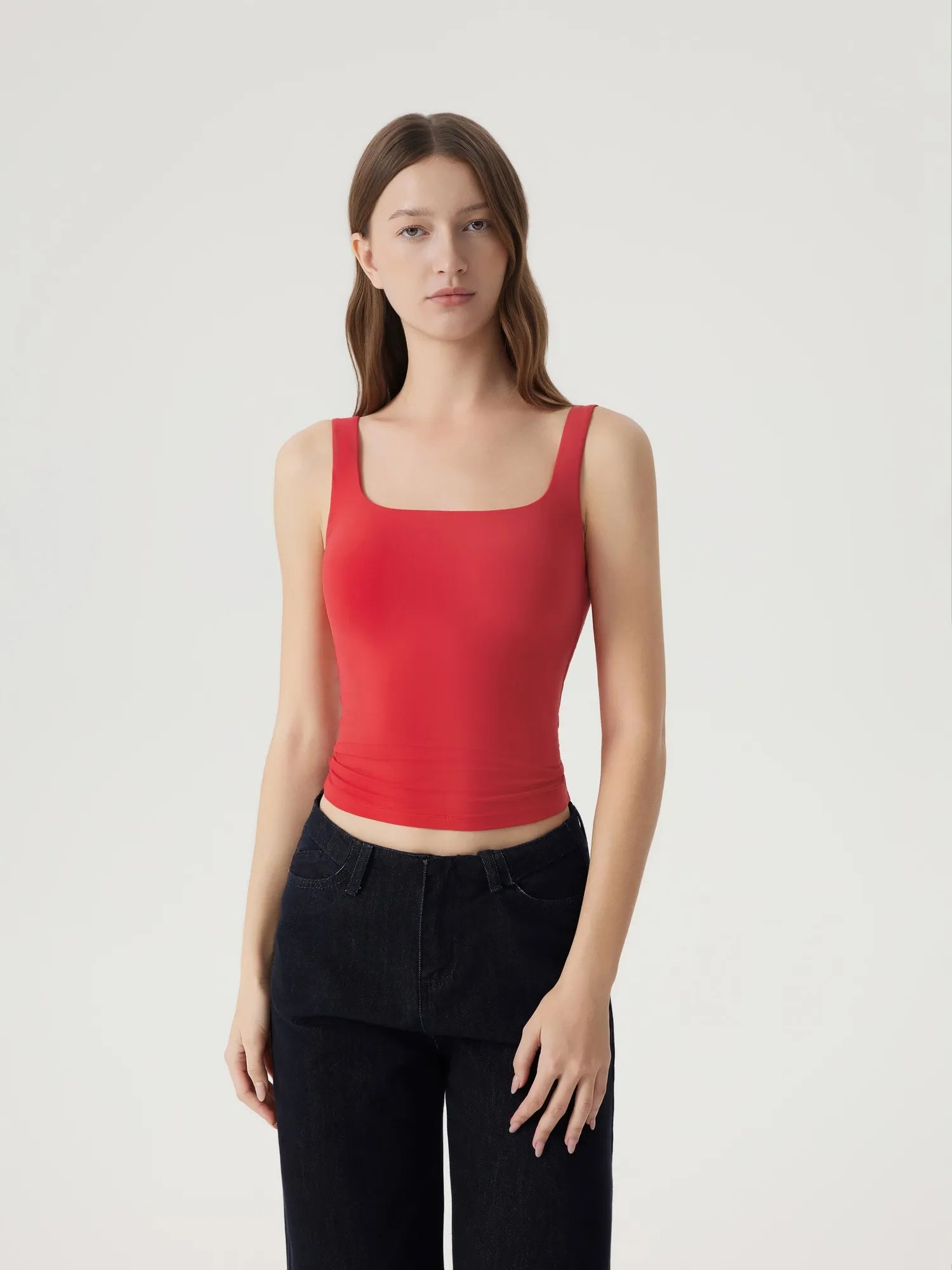 Square Neck Double Lined Backless Tank Top-SUUKSESS-SUUKSESS