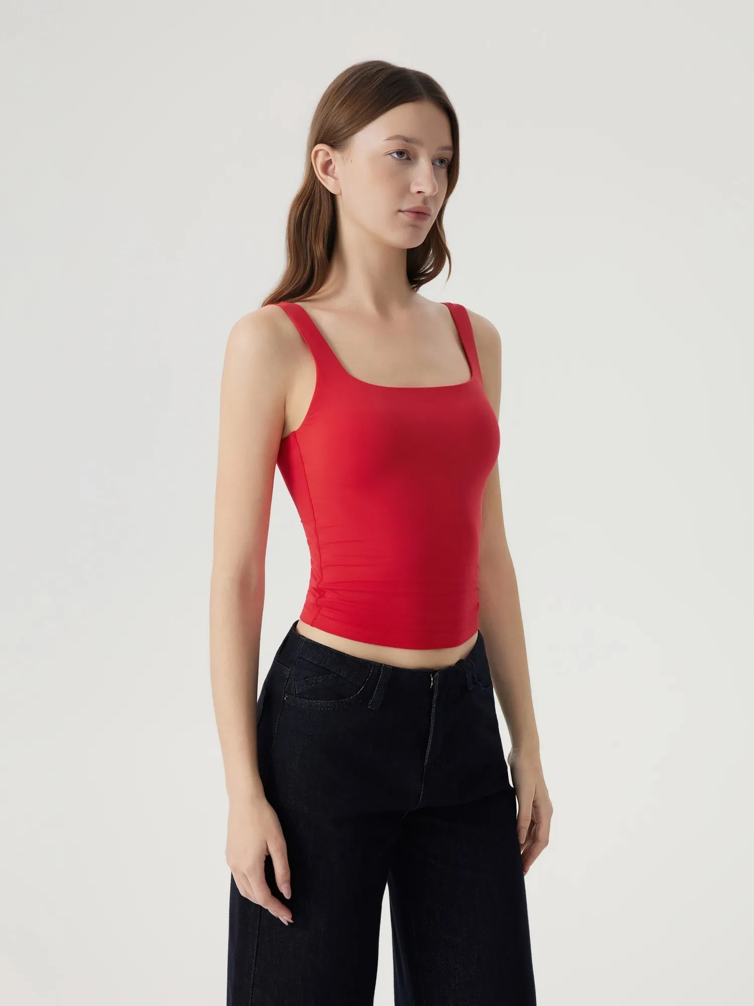 Square Neck Double Lined Backless Tank Top-SUUKSESS-SUUKSESS