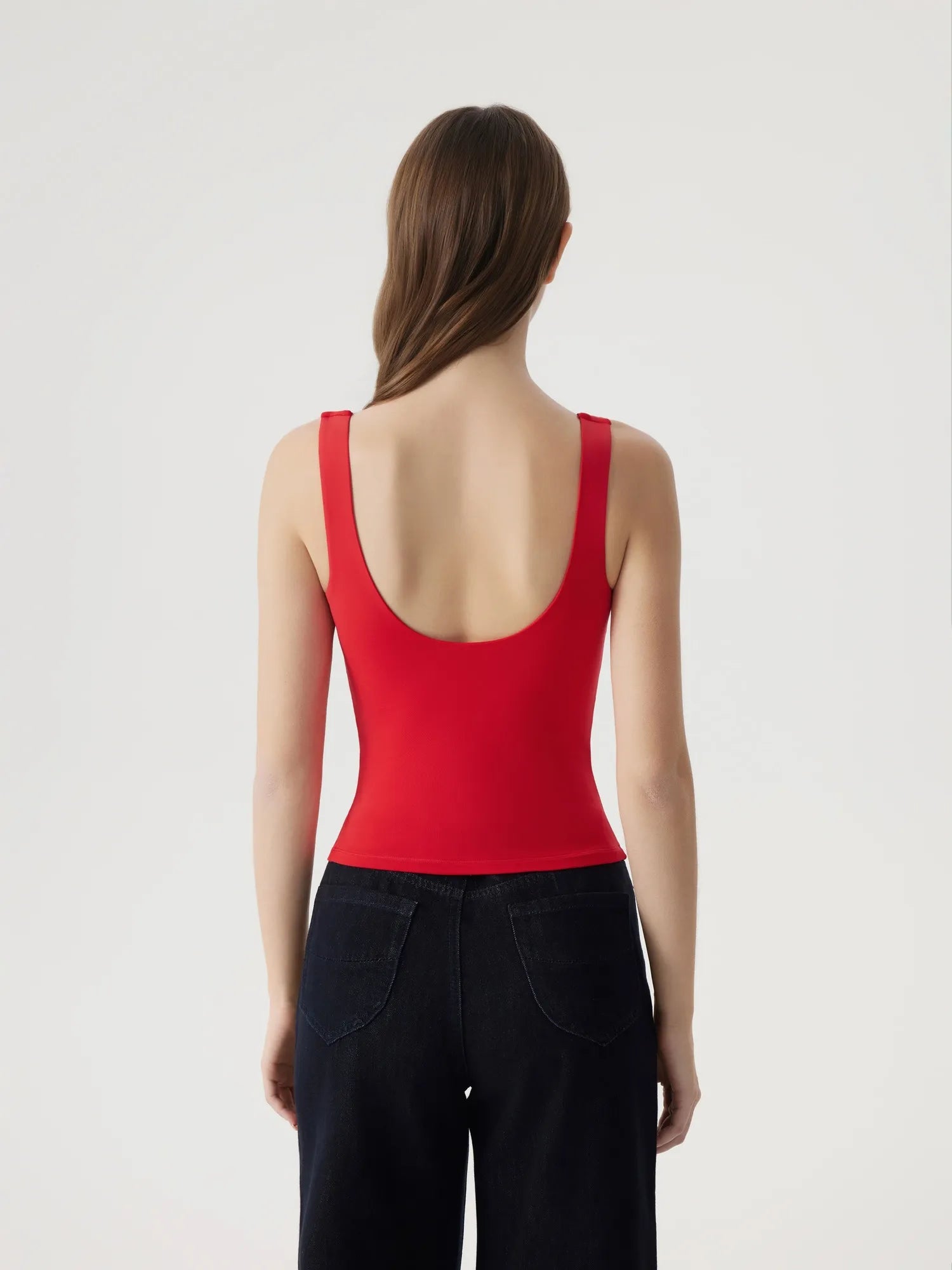 Square Neck Double Lined Backless Tank Top-SUUKSESS-SUUKSESS
