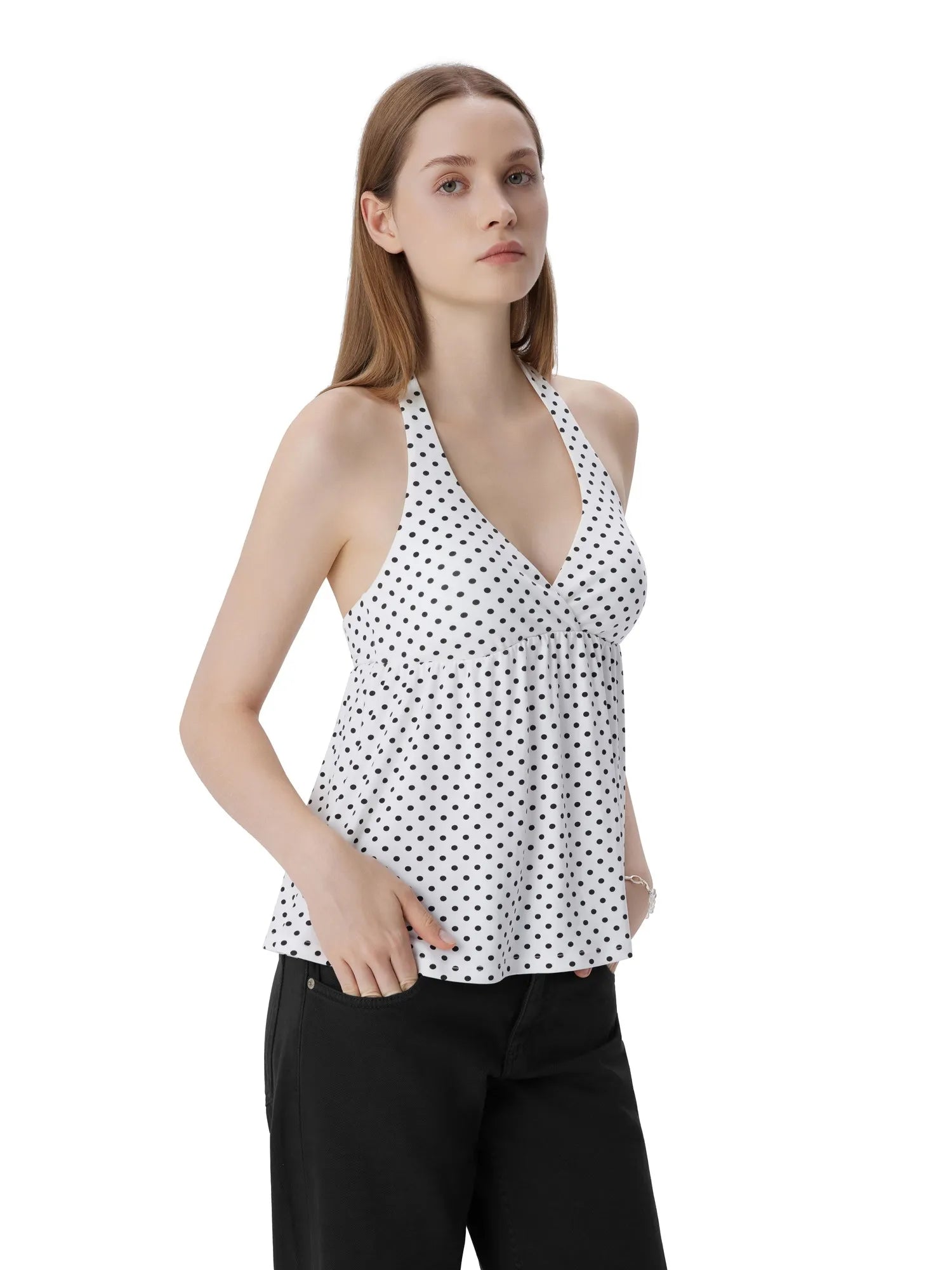 Babydoll Halter Peplum Backless Tank Tops-SUUKSESS-SUUKSESS