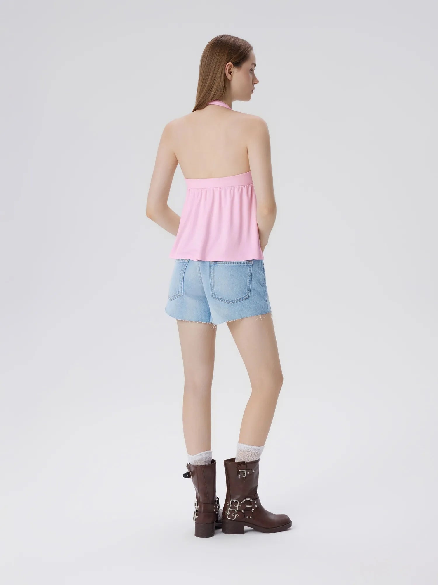 Babydoll Halter Peplum Backless Tank Tops-SUUKSESS-SUUKSESS