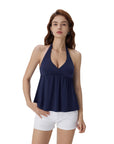 Babydoll Halter Peplum Backless Tank Tops-SUUKSESS-SUUKSESS