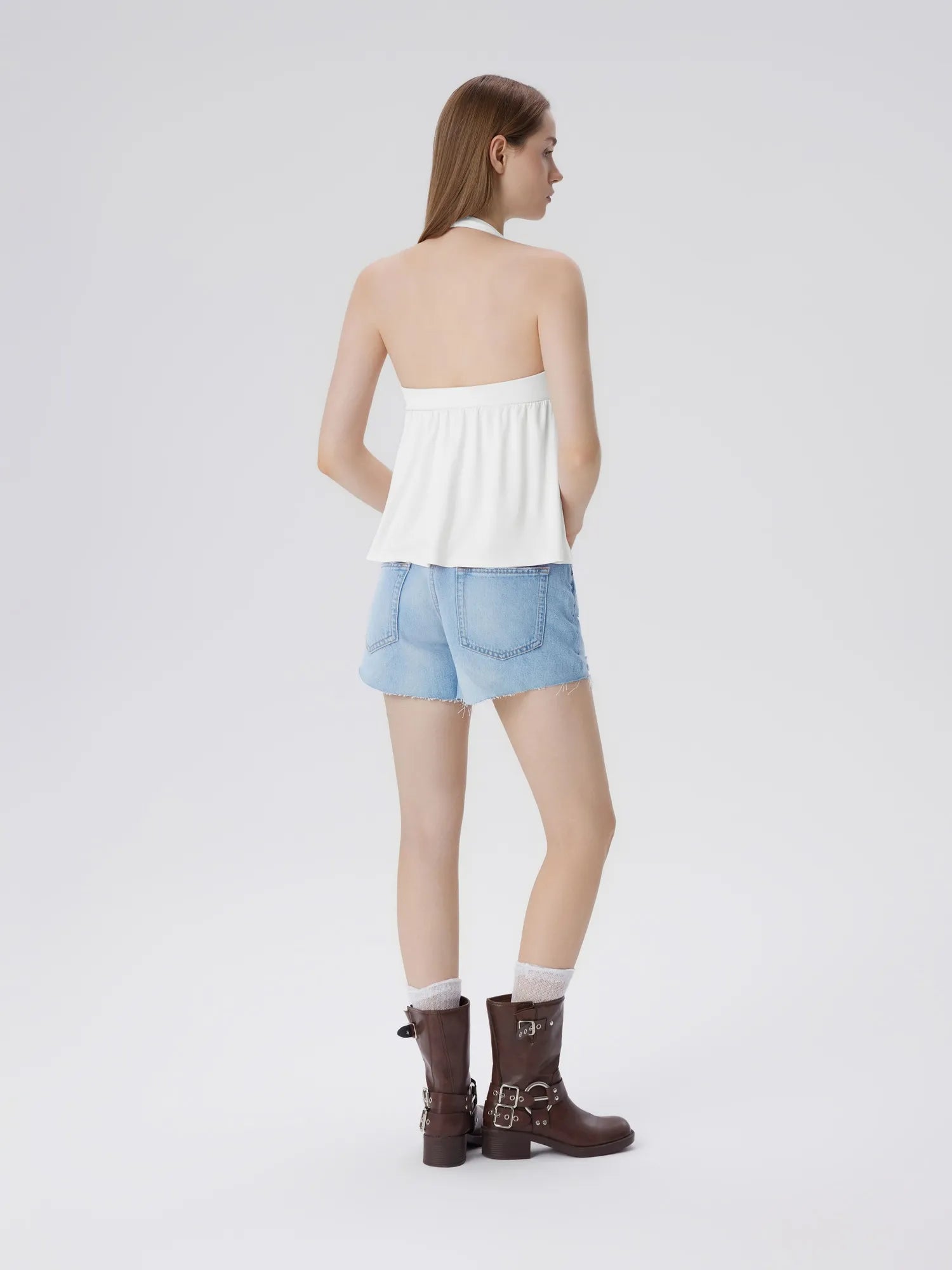 Babydoll Halter Peplum Backless Tank Tops-SUUKSESS-SUUKSESS