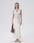 Double Lined V Neck Halter Backless Tank Tops-SUUKSESS-SUUKSESS