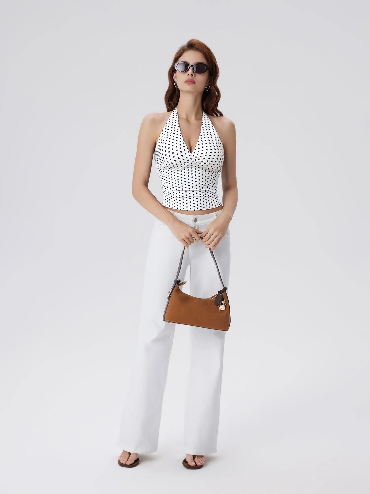 Double Lined V Neck Halter Backless Tank Tops-SUUKSESS-SUUKSESS